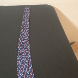Hermes Navy and Red Geometric Tie